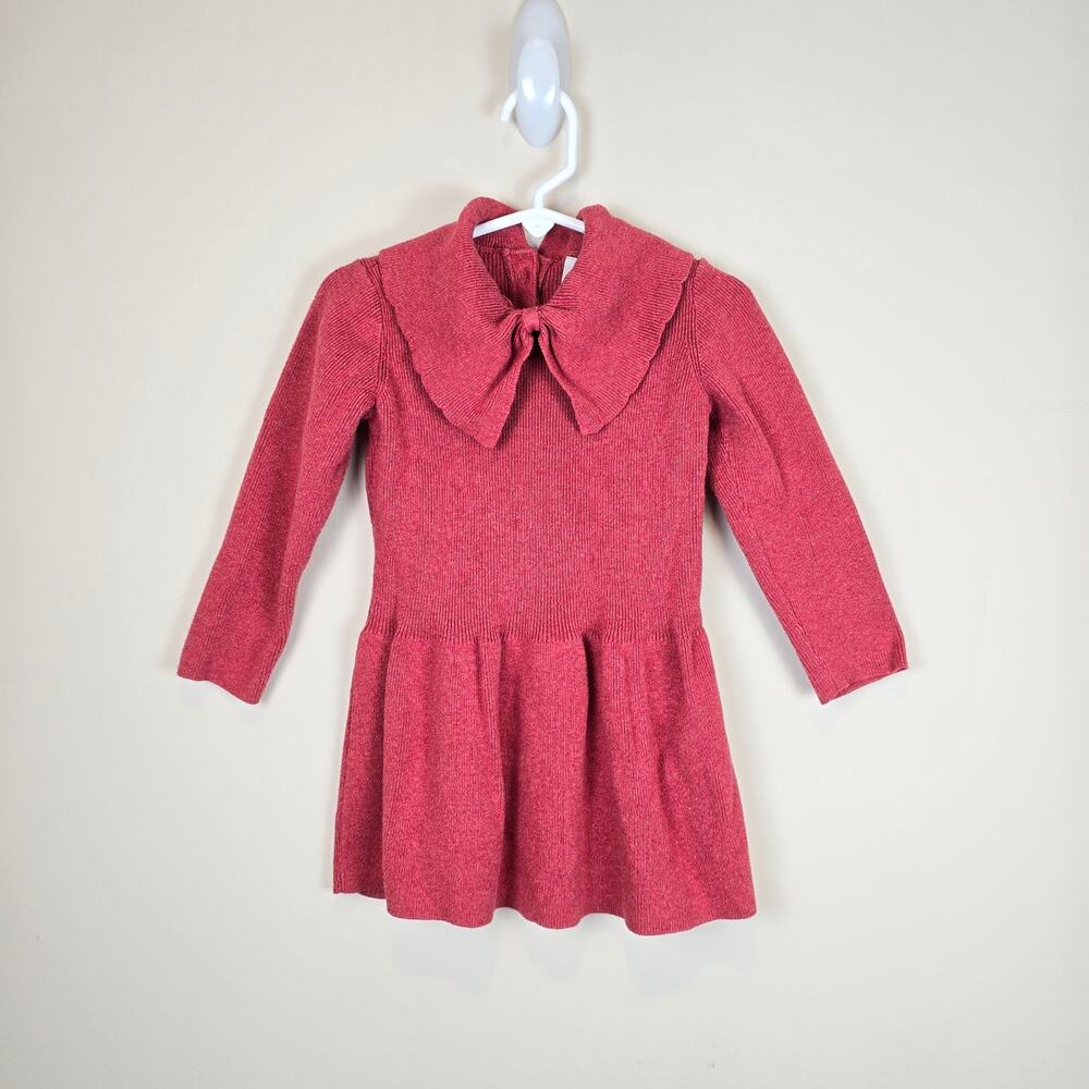 H&M | Dresses | Hm Knit Dress With Bow Collar Red Size 8m Holiday Christmas Sweater